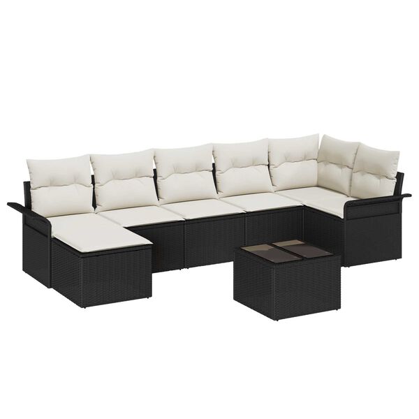 vidaXL Gartensofa-set mit Speicher 8 pcs Schwarz Poly-Rattan