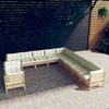 vidaXL 11-tlg. Garten-Lounge-Set mit Creme Kissen Massivholz Kiefer