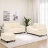 vidaXL 3-tlg. Sofagarnitur mit Kissen Creme Samt