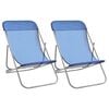 vidaXL Strandst&uuml;hle 2 Stk. Blau Textilene & Pulverbeschichteter Stahl
