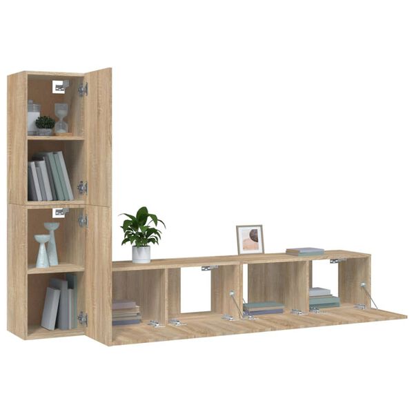 vidaXL 4-tlg. TV-Schrank-Set Sonoma-Eiche Holzwerkstoff