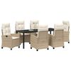vidaXL Garten Essgruppe mit Kissen 7 pcs Beige Poly-Rattan