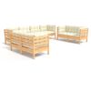vidaXL 8-tlg. Garten-Lounge-Set mit Creme Kissen Massivholz Kiefer