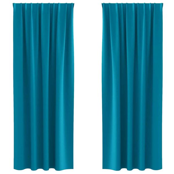vidaXL Verdunkelungs-Vorh&auml;nge mit Ringen 2 pcs T&uuml;rkis 245 x 140 cm