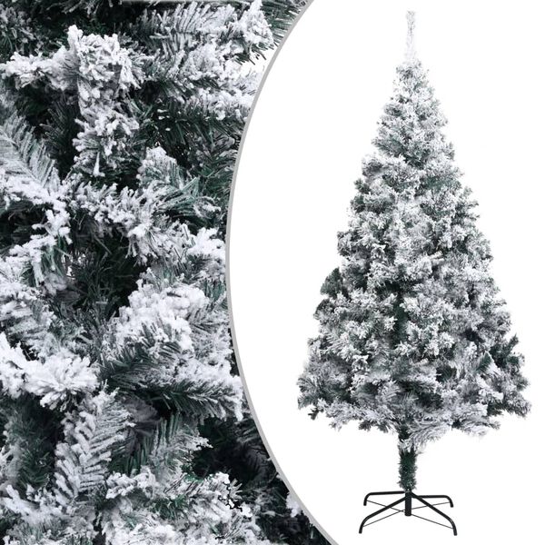 vidaXL K&uuml;nstlicher Weihnachtsbaum mit Schnee Gr&uuml;n 180 cm PVC
