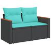 vidaXL 6-teiliges Gartensofa-Set mit Kissen, schwarzes Polyrattan