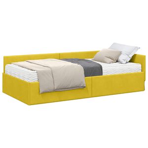 vidaXL Eckbettgestell mit Matratze 2 stk. Gelb 80 x 200 cm Samt
