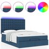 vidaXL Ottoman-Bett mit Matratze & LEDs Blau 140x200 cm Stoff