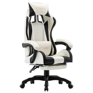 vidaXL Gaming-Stuhl mit Fu&szlig;st&uuml;tze Schwarz und Wei&szlig; Kunstleder