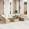 vidaXL Sofa Set mit Kissen 11 pcs Beige und Creme Poly-Rattan