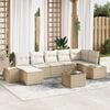 vidaXL Garten-Sofa-Set mit Kissen mit Speicher 7 pcs Beige Poly-Rattan