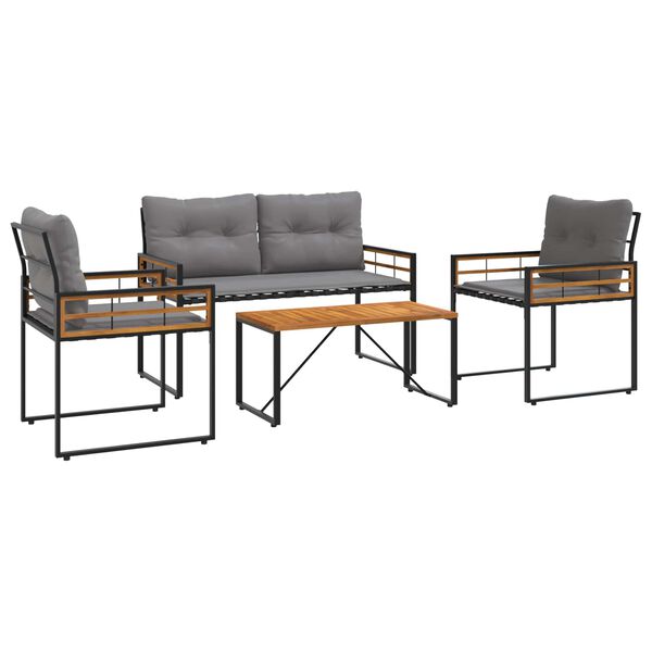 vidaXL Gartenmöbel Set mit Kissen 4 pcs Hellgrau