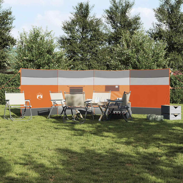 vidaXL Camping-Windschutz Grau und Orange 510x153 cm Wasserdicht