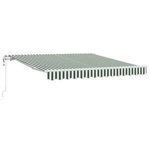 vidaXL Ausziehbare Markise Gr&uuml;n und Wei&szlig; 350 x 250 cm