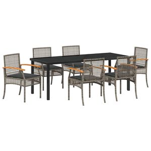 vidaXL Garten Essgruppe 7 stk. Grau und Schwarz Rattan
