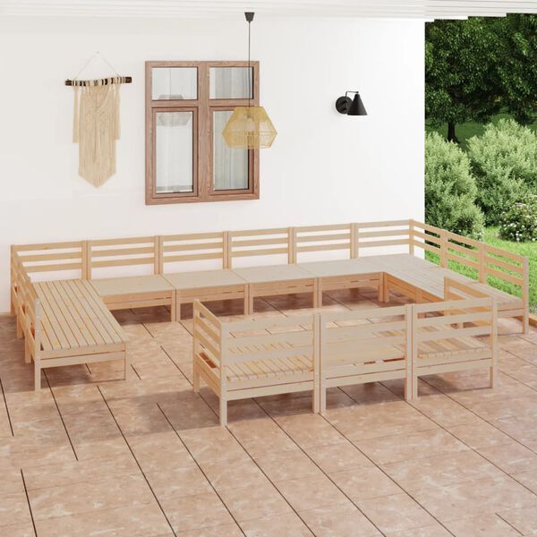 vidaXL 13-tlg. Garten-Lounge-Set Massivholz Kiefer