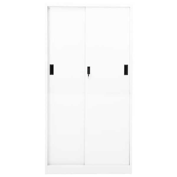vidaXL Büroschrank mit Schiebetür Weiß 90x40x180 cm Stahl