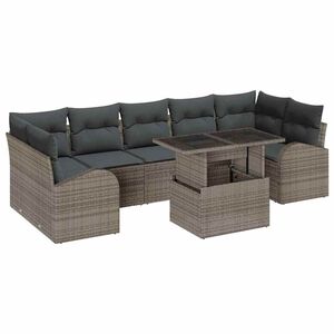 vidaXL Gartensofa-set 8 Stk. Grau Poly Rattan