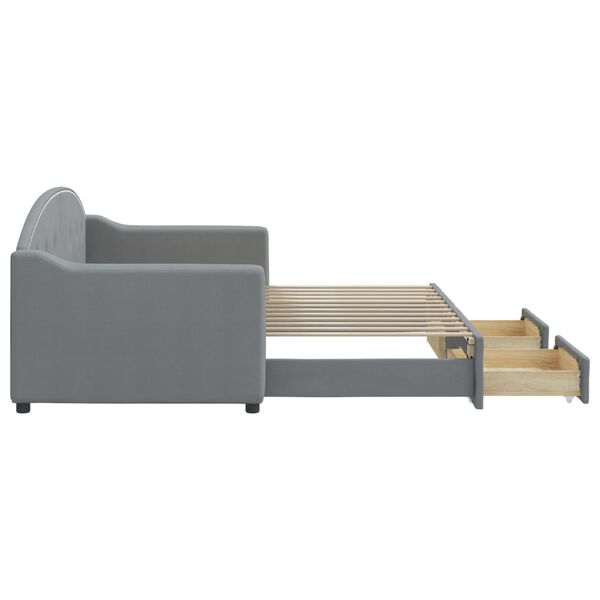 vidaXL Tagesbett Ausziehbar mit Schubladen Hellgrau 80x200 cm Stoff