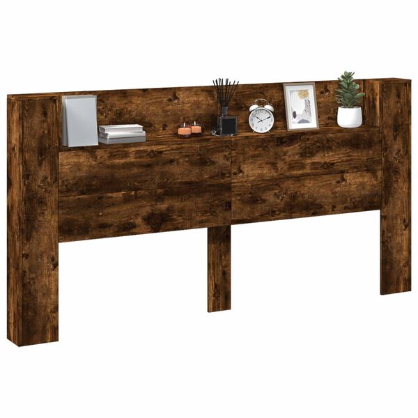vidaXL Kopfteil Ger&auml;ucherte Eiche 200 x 16,5 x 103,5 cm Holzwerkstoff