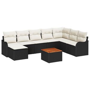 vidaXL Gartensofa-set 9 stk. Schwarz Poly-Rattan