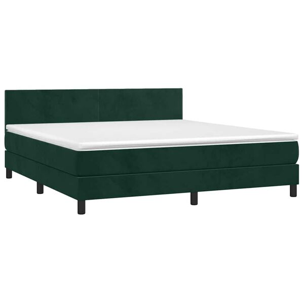 vidaXL Boxspringbett mit Matratze Dunkelgr&uuml;n 180x200 cm Samt
