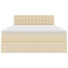 vidaXL Bett mit Stauraum und LED mit Matratze Creme 140 x 190 cm Stoff