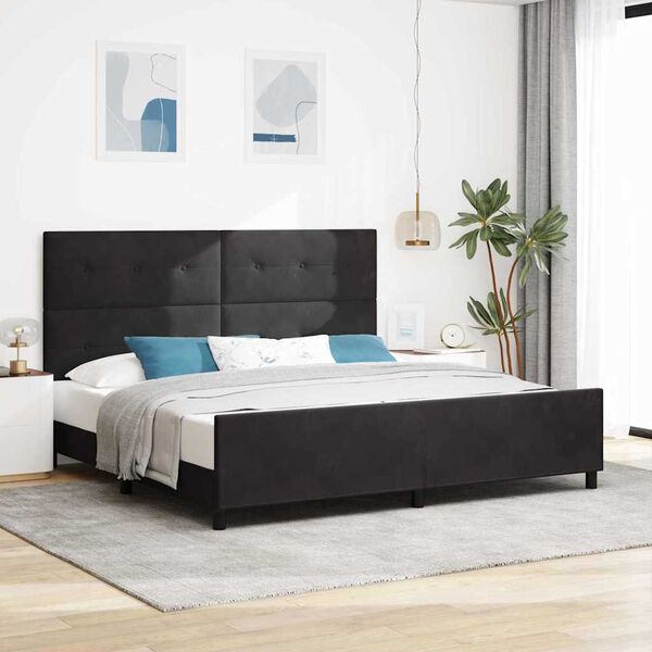 vidaXL Boxspringbett mit Kopfteil Schwarz 200 x 200 cm Samt