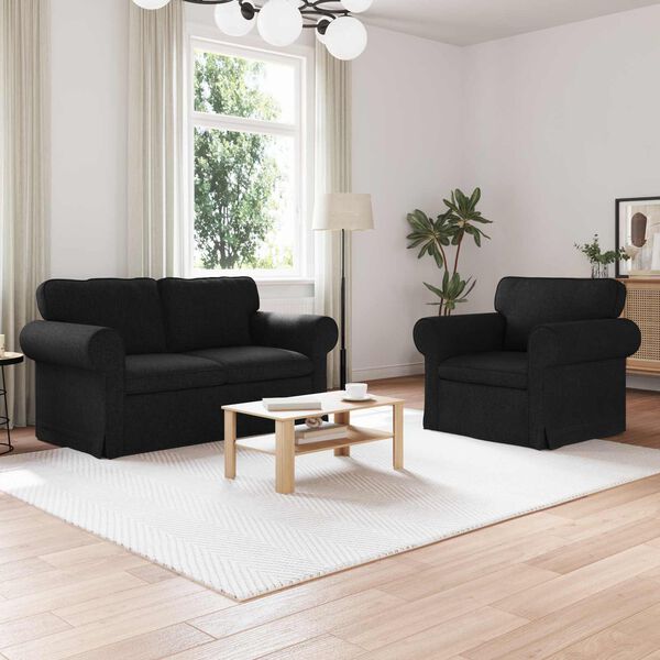 vidaXL Sofa Set 2 pcs Schwarz 155 x 82 x 80 cm Stoff