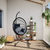 vidaXL H&auml;ngesessel Ei-Design mit St&auml;nder Anthrazit Rattan und Stahl