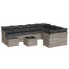 vidaXL 11-tlg. Garten-Sofagarnitur mit Kissen Hellgrau Poly Rattan