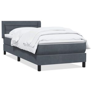 vidaXL Boxspringbett mit Matratze Dunkelgrau 90x210 cm Samt