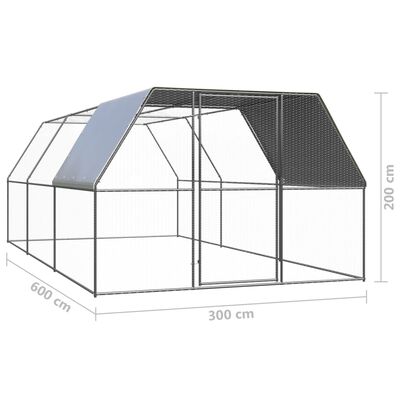 vidaXL Outdoor-Hühnerkäfig 3x6x2 m Verzinkter Stahl