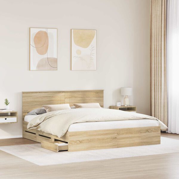 vidaXL Bettrahmen Sonoma-Eiche 200 x 200 cm Ingenieurs Holz