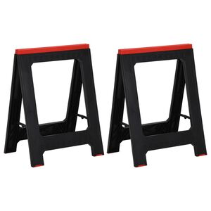 vidaXL Arbeitsb&ouml;cke 2 Stk. Klappbar Schwarz & Rot Polypropylen 350 kg