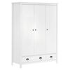 vidaXL Kleiderschrank mit 3 T&uuml;ren Hill Wei&szlig; 127x50x170 cm Kiefernholz
