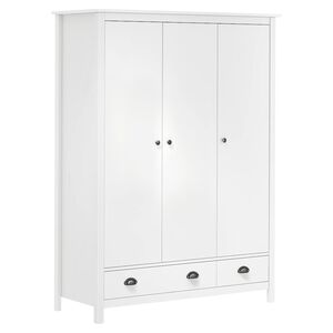 vidaXL Kleiderschrank mit 3 T&uuml;ren Hill Wei&szlig; 127x50x170 cm Kiefernholz