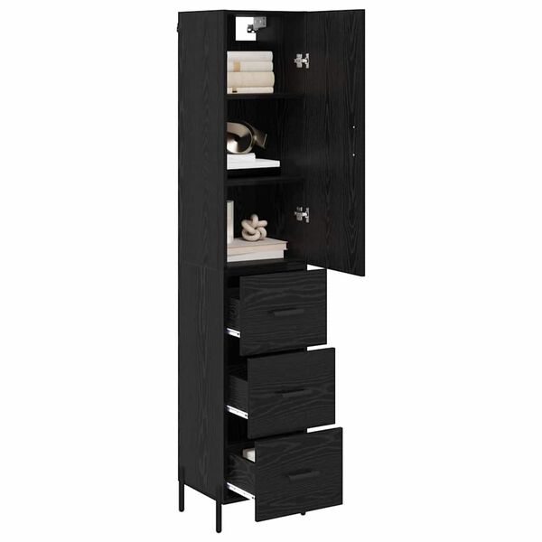 vidaXL Highboard Schwarz Eichen-Optik 34,5 x 34 x 180 cm Holzwerkstoff