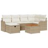 vidaXL Gartensofa-set mit Kissen mit Speicher 7 pcs Beige Poly Rattan