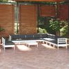 vidaXL 12-tlg. Garten-Lounge-Set mit Kissen Wei&szlig; Massivholz Kiefer