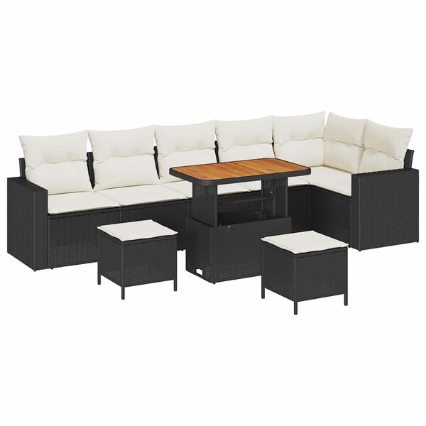 vidaXL Gartensofa-set 9 pcs Schwarz Poly-Rattan