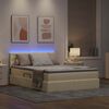 vidaXL Bett mit Stauraum und LED mit Matratze Creme 140 x 190 cm Stoff