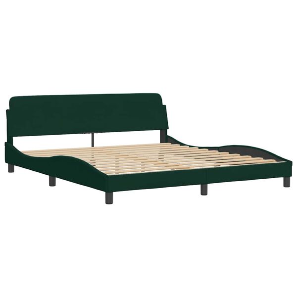 vidaXL Bett mit Matratze Dunkelgr&uuml;n 180x200 cm Samt