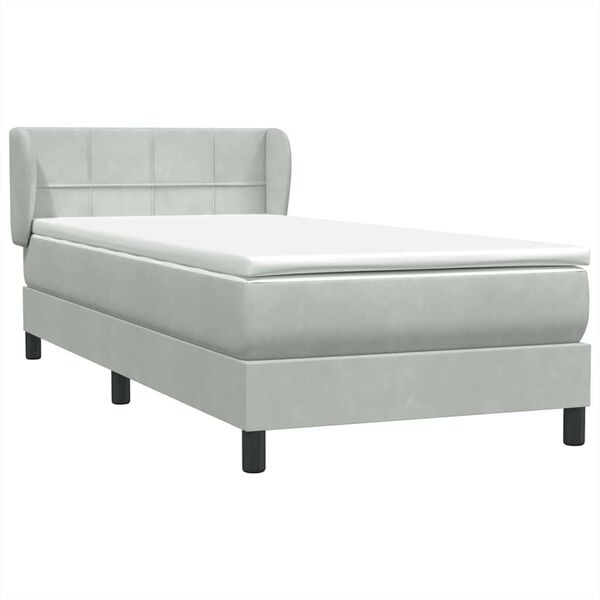 vidaXL Boxspringbett mit Matratze Hellgrau 80x210 cm Samt