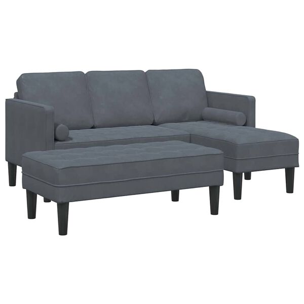 vidaXL Sofa Set mit Kissen 2 pcs Dunkelgrau Polyester