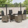 vidaXL Garten Essgruppe mit Kissen 5 pcs Grau Poly Rattan
