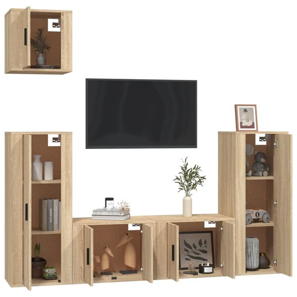 vidaXL 5-tlg. TV-Schrank-Set Sonoma-Eiche Holzwerkstoff
