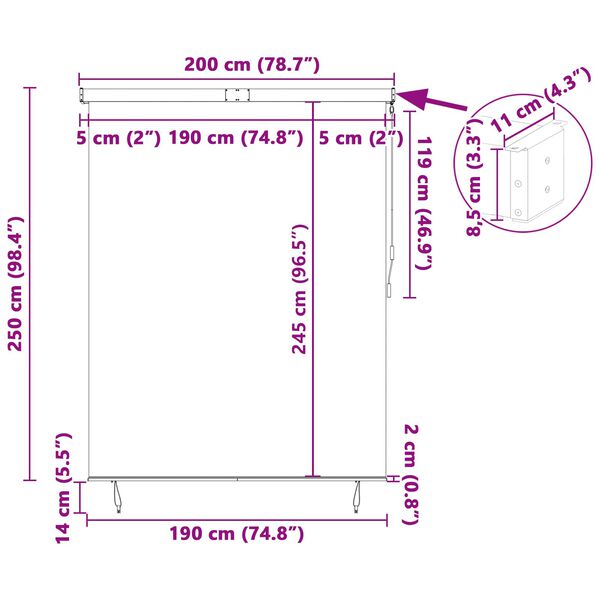 vidaXL Rollo mit Vorh&auml;ngen Creme 200 x 250 cm Stoff und Aluminium