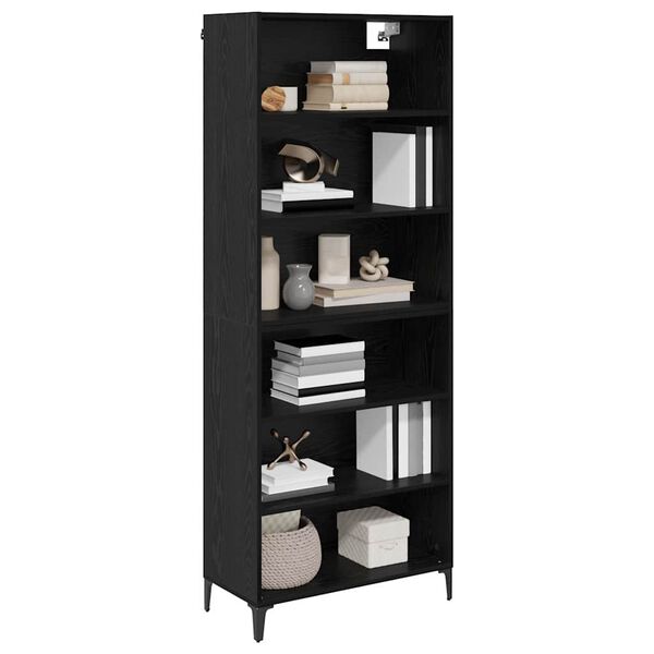 vidaXL Highboard Schwarz Eichen-Optik 69,5 x 34 x 180 cm Holzwerkstoff