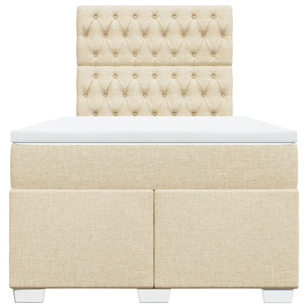 vidaXL Boxspringbett mit Matratze Creme 120x200 cm Stoff